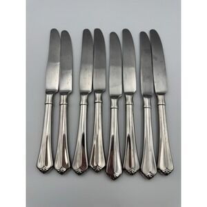 Vintage Oneida‎ Stainless Julliard Dinner Knives Set Of 8 Cube